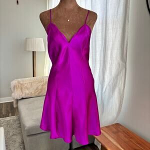 90s Y2K Vintage Frederick's of Hollywood Purple Mini Dress Satin Slip Size Small
